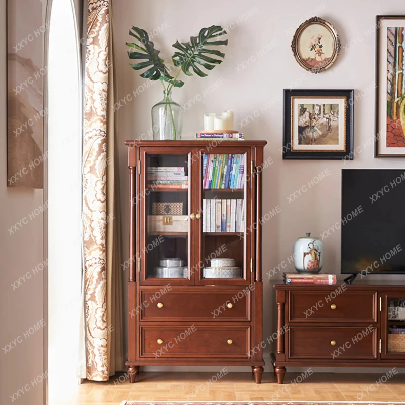 

Q solid wood dining side retro TV side cabinet living room combination cabinet