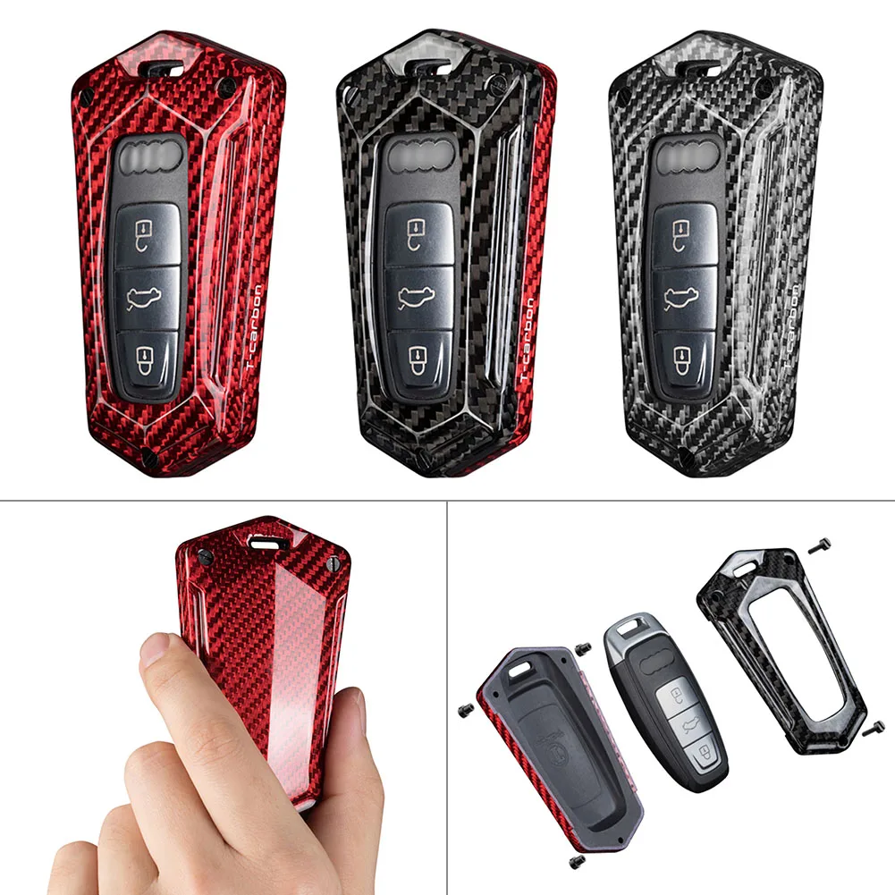 Carbon Fiber Car Key Fob Cover Case Remote Keyness Shell for Audi A6 A7 A8 Q8 etc