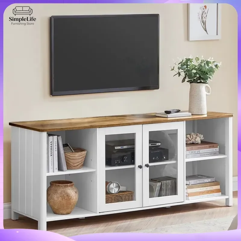 Modern TV Cabinet Wall Unit Storage for Living Room Wooden Entertainment Center with Shelves and Drawers Minimalist Home