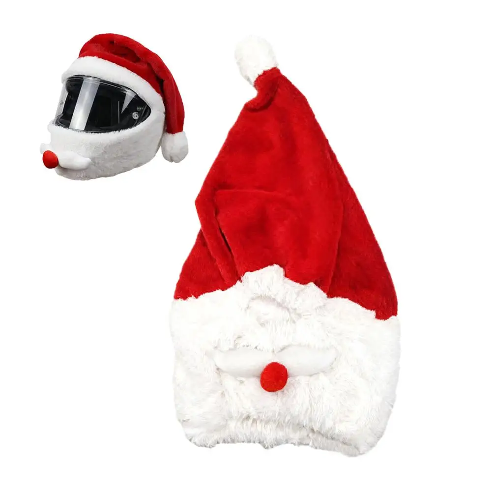Christmas Santa Motorcycle Helmet Cover Plush Windproof Warm Outdoor Cycling Helmet Cover Full Face Safe Hat Christmas Deco Gift