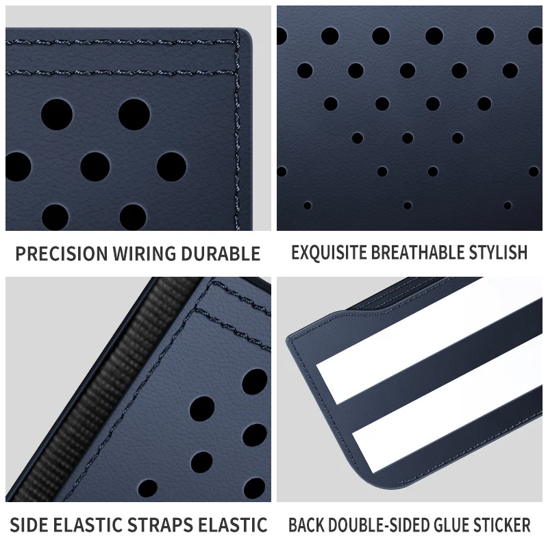Multi Paste Storage Bag Perforated Leather Elastic Expandable Strap Multi Spot Tidying Caddy For Mitsubishi Outlander ASX Lancer
