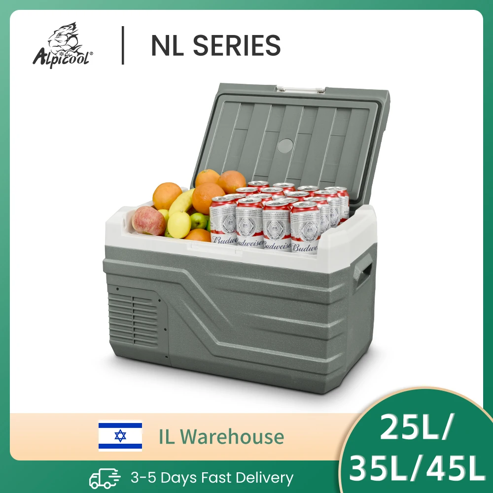 Alpicool NL 25L 35L 45L Car Refrigerator 12V Compressor Fridge Freezer 12/24V DC 100-240V AC Portable Cooler for Camping Travel