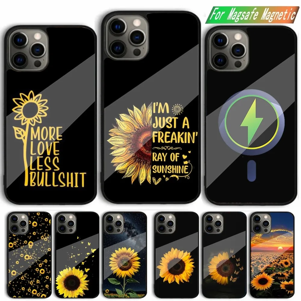 

Beautiful Yellow Sunflower Phone Case For iPhone 15,14,13,12,11,Plus,Pro,Max Mini Magsafe Magnetic Wireless Charging