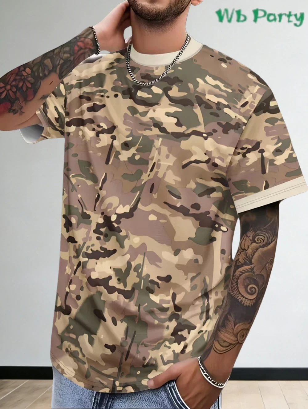 Men's Camouflage Clothing Summer Casual and Comfortable Daily T-Shirt Camo 3D Printed Round Neck Short Sleeved Top Men Clothes