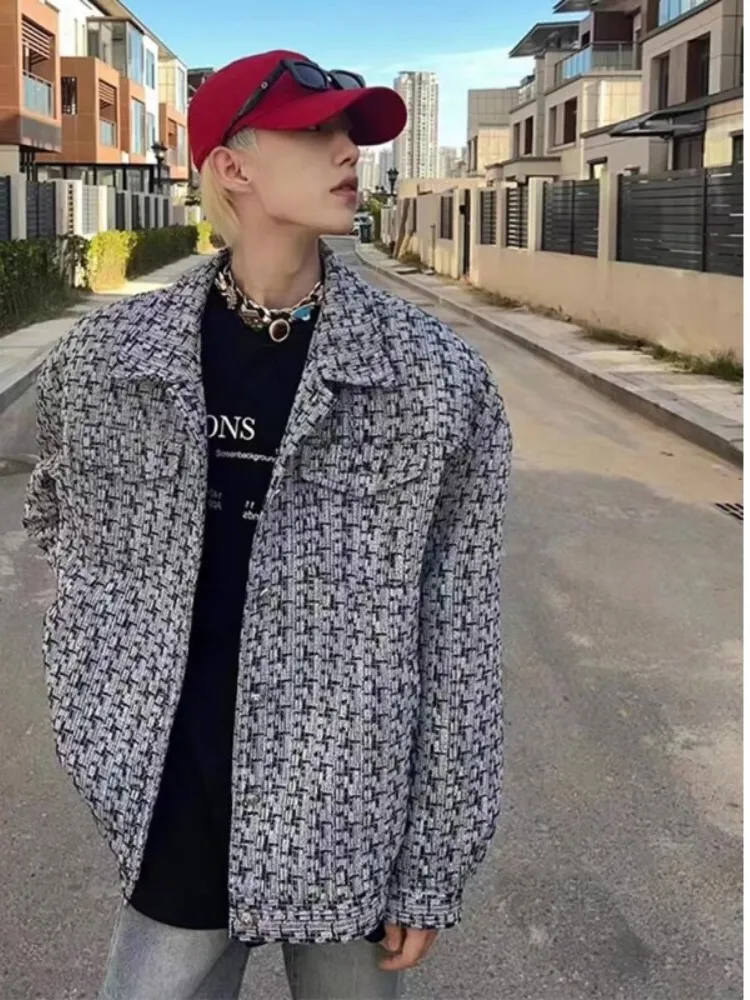 

Мужская стеганая куртка свободного кроя, весенне-осенний дизайн, в стиле преппи, модный американский бренд, верхняя одежда больших размеров