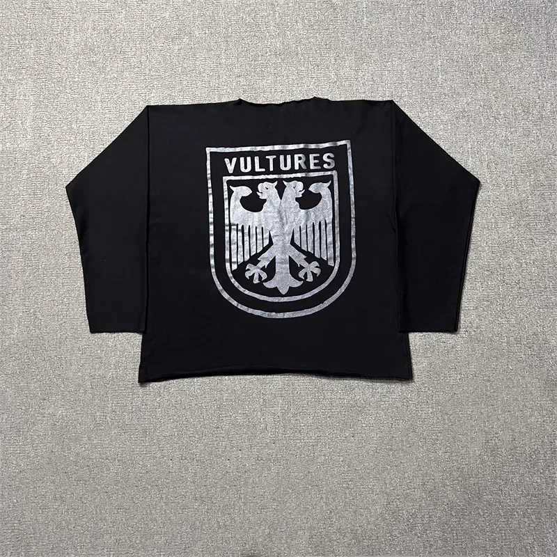 25ss White Kanye VULTURES Oversized Long Sleeved T Shirt New Music Album Graphic Men Women YZY Pure Cotton T Shirts