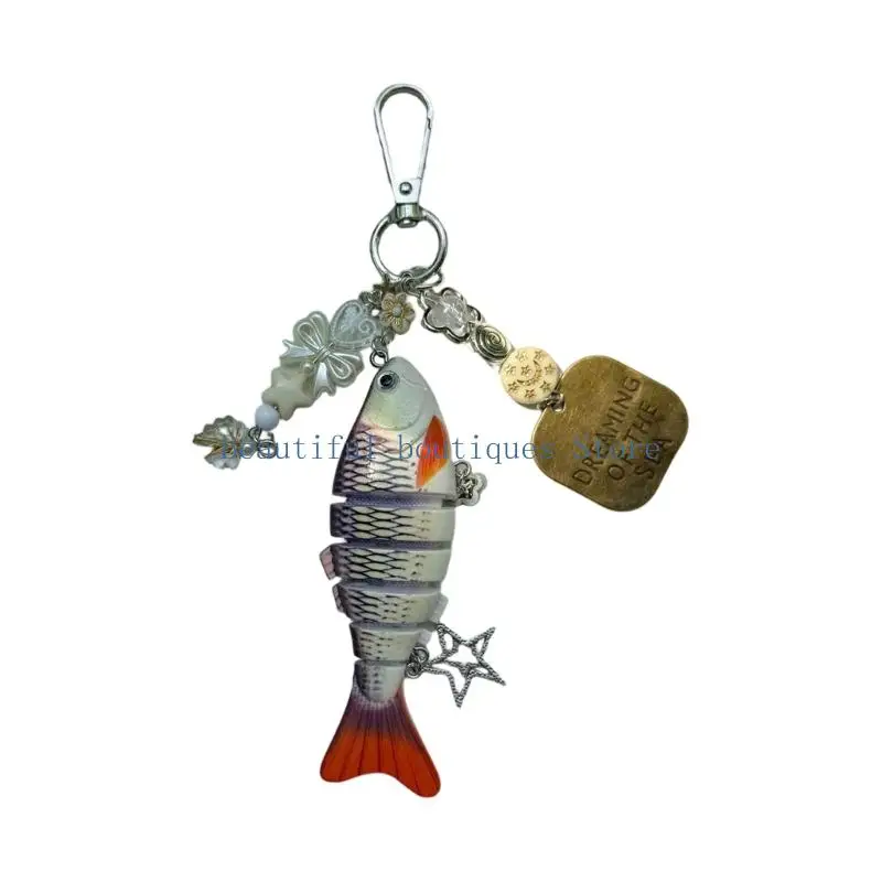 U4LF Long Fish Shaped Keychain Easy Carry with Fun Decorations Keychain Accessories