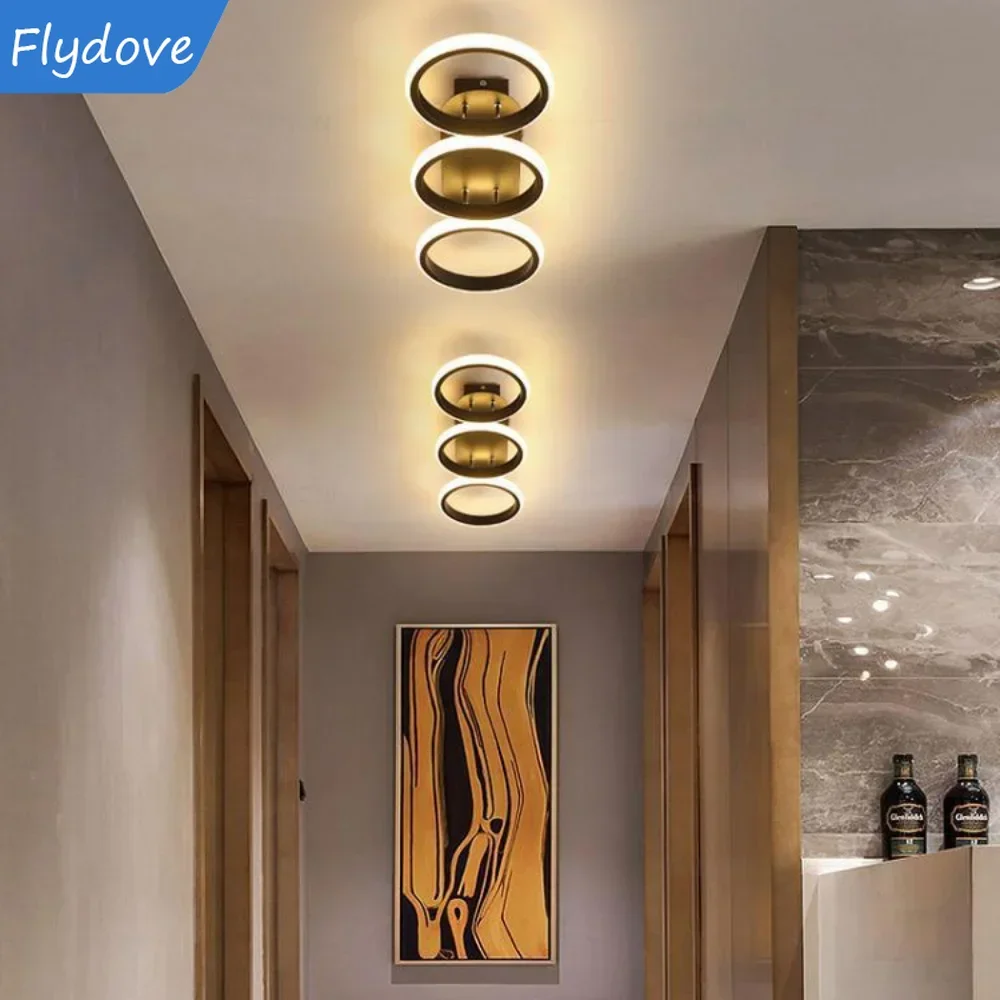 Nowoczesne czarno-białe lampy sufitowe LED Żyrandole Przejście Przedpokój Sypialnia Salon Jadalnia Schody Wystrój wnętrz Lustre Oprawy