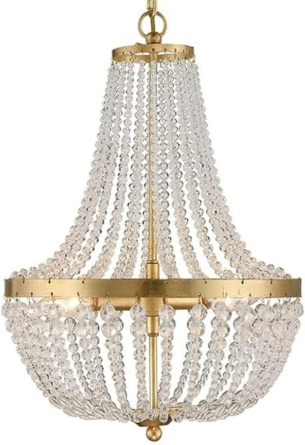 Home Wrought Iron Boho Light Crystal Chandelier with Hand Cut Crystal Beads in Antique Gold crystal chandelier