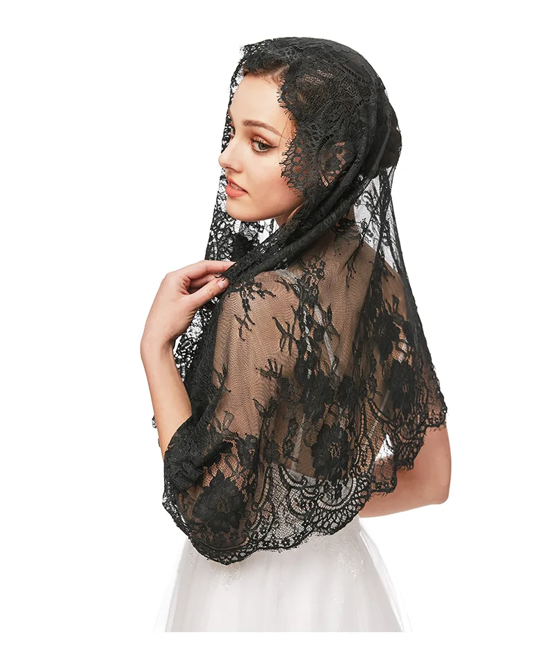 Lace Mantilla Catholic Chapel Veils for Women Spanish Church Head Covering Latin Mass Veil Muslim Shawl Christian Veil Headscarf