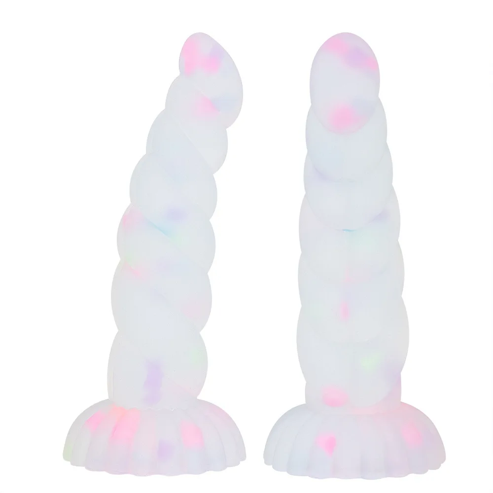 New Luminous Tiny Dildo With Suction Cup Glow in Dark Colorful Knot Penis For Beginners Female Men Masturbator Anal Massager Toy