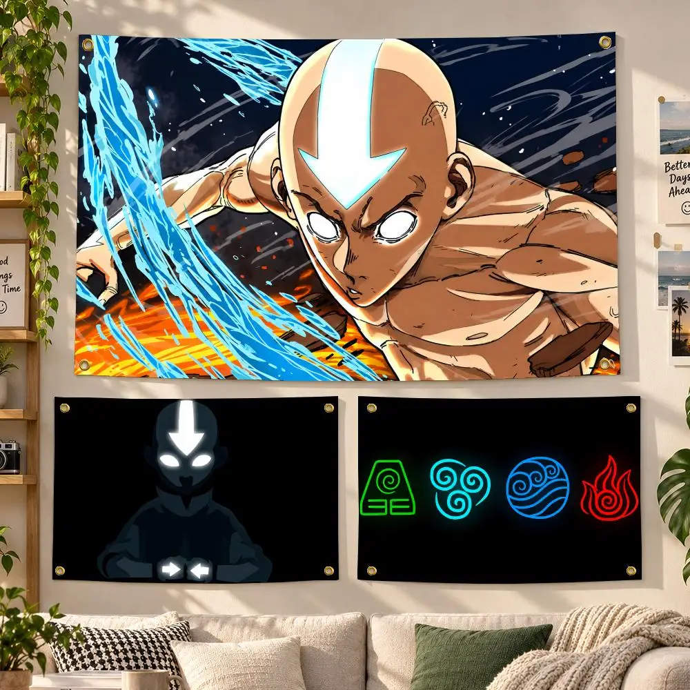 Cartoon Avatar Last Airbender Element Flags Personalized Banner Flag Room Dorm Camping Picnic Garage Bar Outdoor Wall Decor