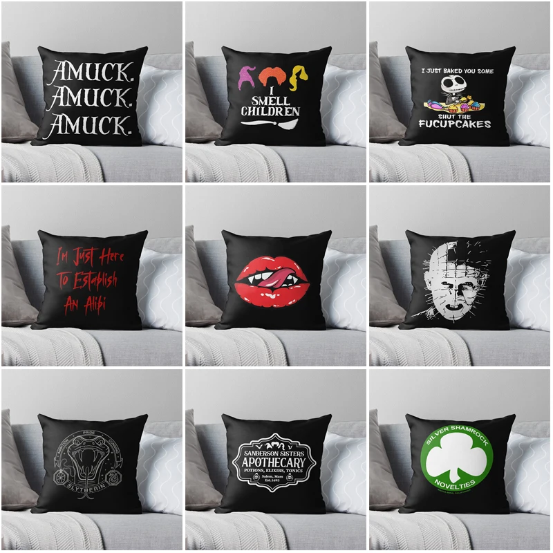 Decorative Home pillow case Cushion covers 50x50 60x60cm Modern Living Room sofa halloween pumpkin45*45 fall black fear Skeleton