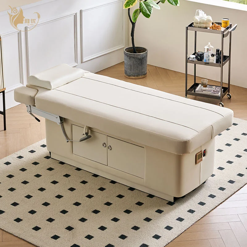 Electric Massage Table With Adjustable Backrest And Storage Base For Spa Salon Therapy And Beauty Treatment Use
