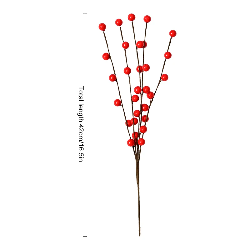 12Pcs Faux Red Berry Stem Christmas Tree Branches for Holiday Christmas New Year Home Table Housewarming Decor Crafts