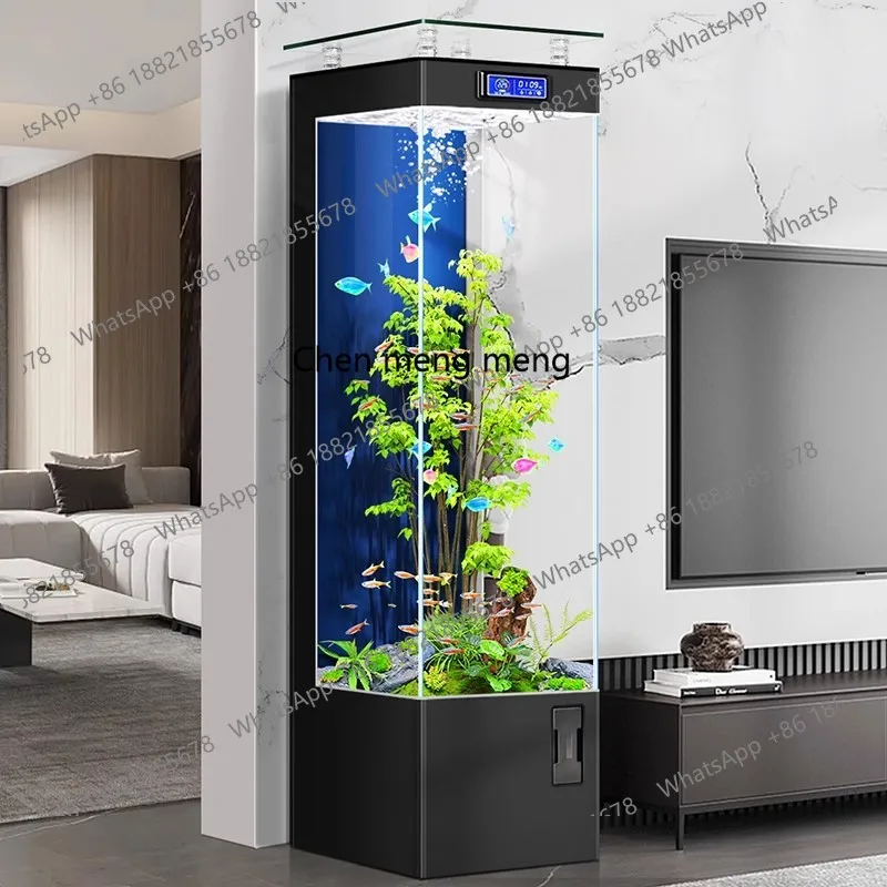 Vertical fish tank living room against the wall, new home use, small intelligent water-free floor, aquarium