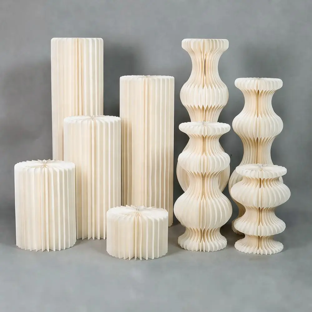Portable Cardboard Roman Column Display Pedestal Wedding Birthday Party Cake Dessert Holder Foldable Event Stage Decor Stand