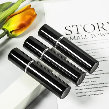 5ml Aluminum perfume bottle black color smooth travel Mini Glass Perfume Spary Atomizer refillable bottles