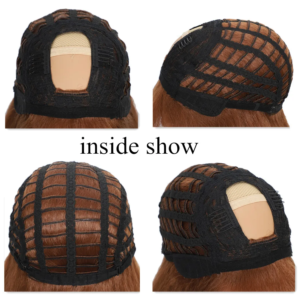 Uパート合成ウィッグ　縮毛矯正風ストレート　耐熱ファイバー　ヤキウィッグ　女性用ロング合成ヘアウィッグ（前髪付き）