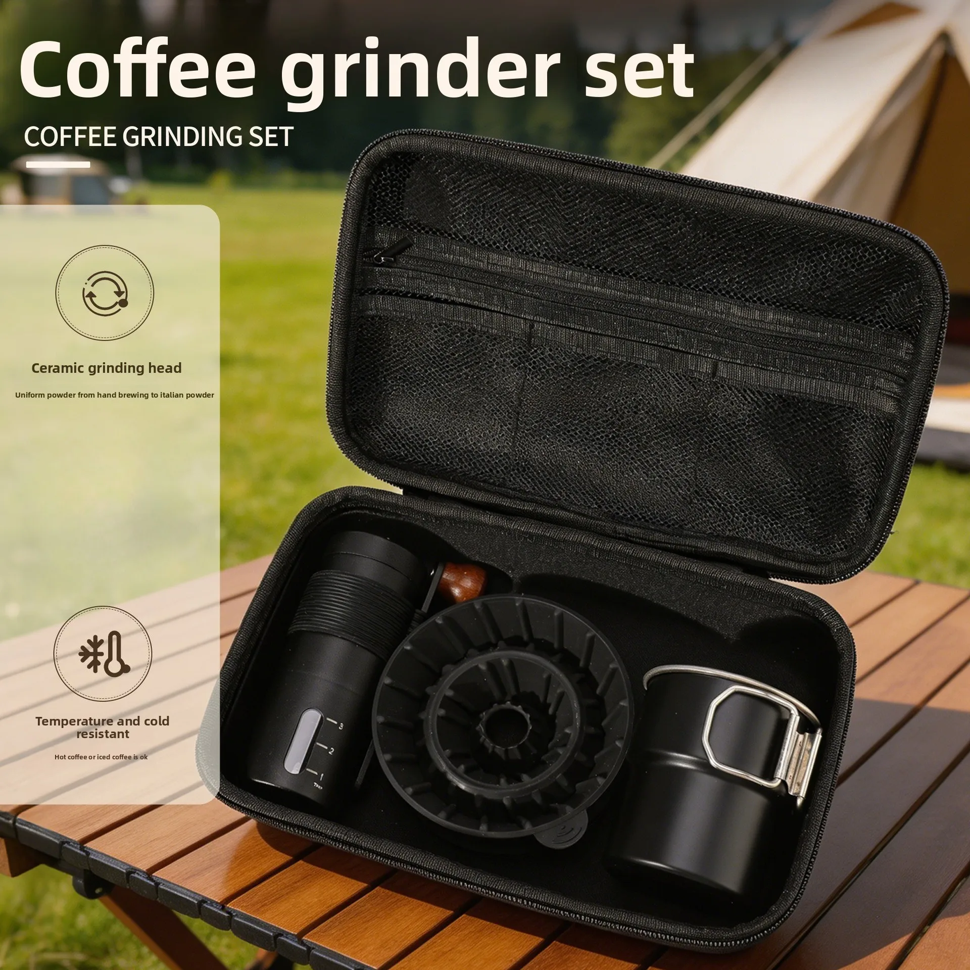 Multi Purpose Home Coffee Brewing Kit Hand Operated Grinder Pour Over Vessel For Camping Short Trip