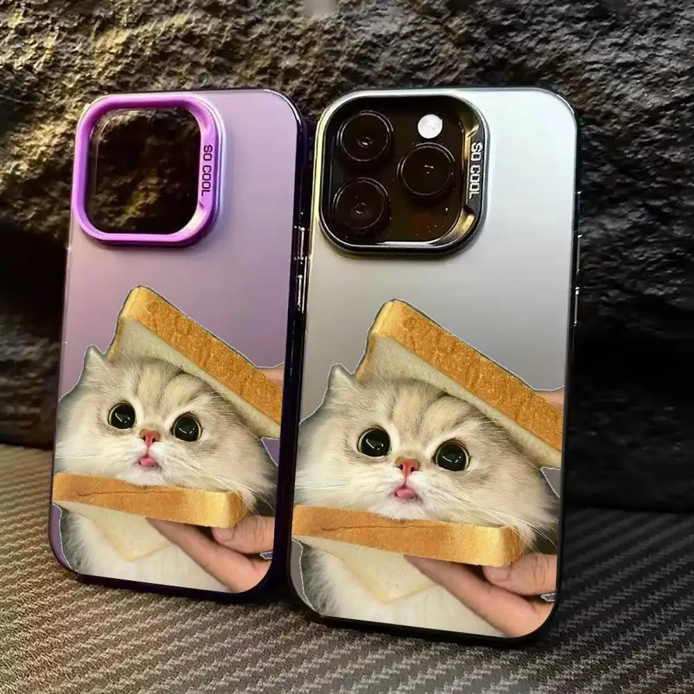 

Cat bread pattern mobile phone case suitable for iPhone 16 17 15 14 13 12 11 Pro/ Max /Plus anti-fall and shock
