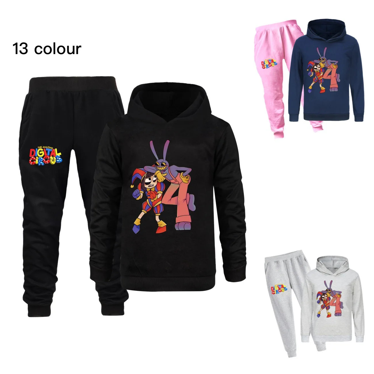 

Poleron Circo Digital Nino Costume Kids Cartoon Pomni Jax Clothes Baby Girls Hooded Sweatshirts Pants 2pcs Set Children's Sets