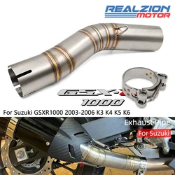 REALZION GSXR1000 K6 Motorcycle Exhaust Pipe Middle Link Pipe Slip-on Muffler Escape For Suzuki GSXR 1000 2003-2006 K3 K4 K5