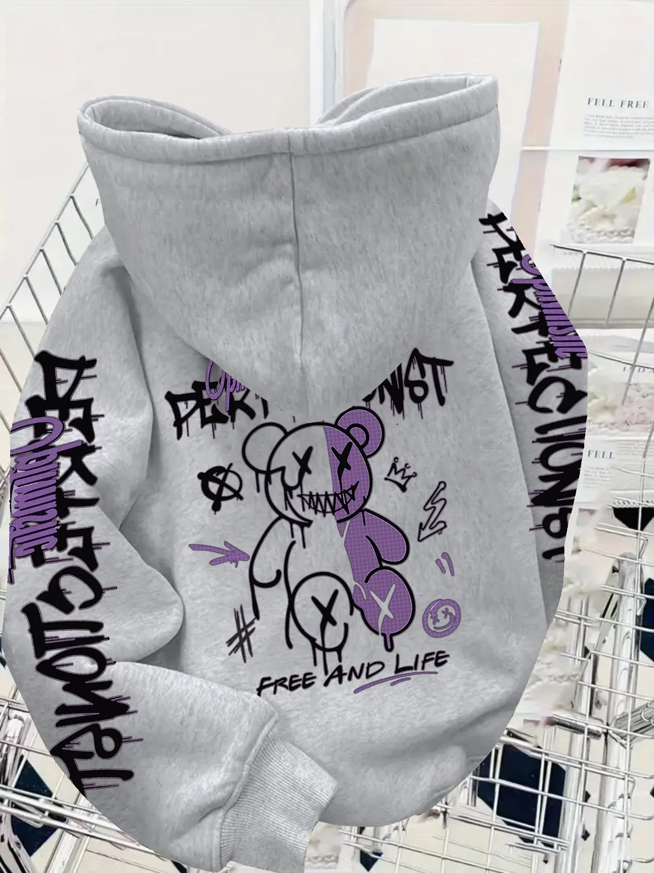 2026 Autumn/Winter New Style Simple Casual Stylish Soft Comfortable 3D Bear Pattern Printed Men's Hooded Sweatshirt