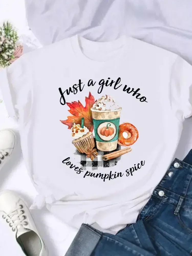 Kürbis Gewürz Saison Halloween Thanksgiving Festival Frauen weiblich Herbst Herbst Kleidung Kurzarm T-Shirts Top Grafik T-Shirt