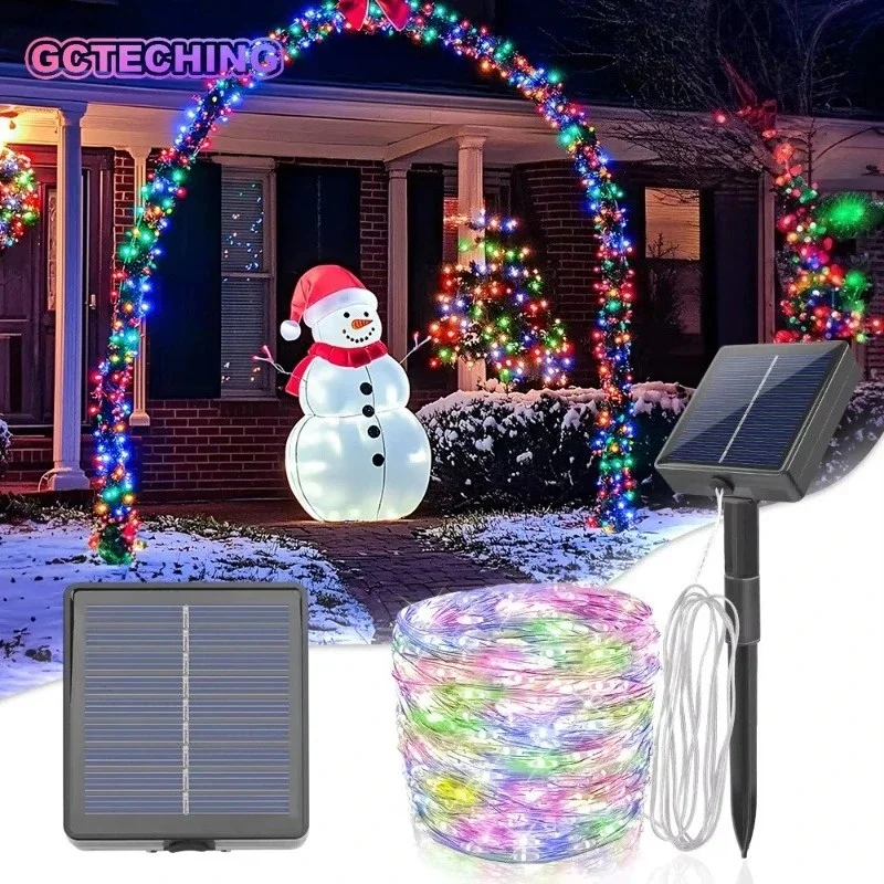 Solar Powered String Lights 50 LED 8 Modes Outdoor Fairy Garland for Backyard Wedding Christmas Garden Decoration