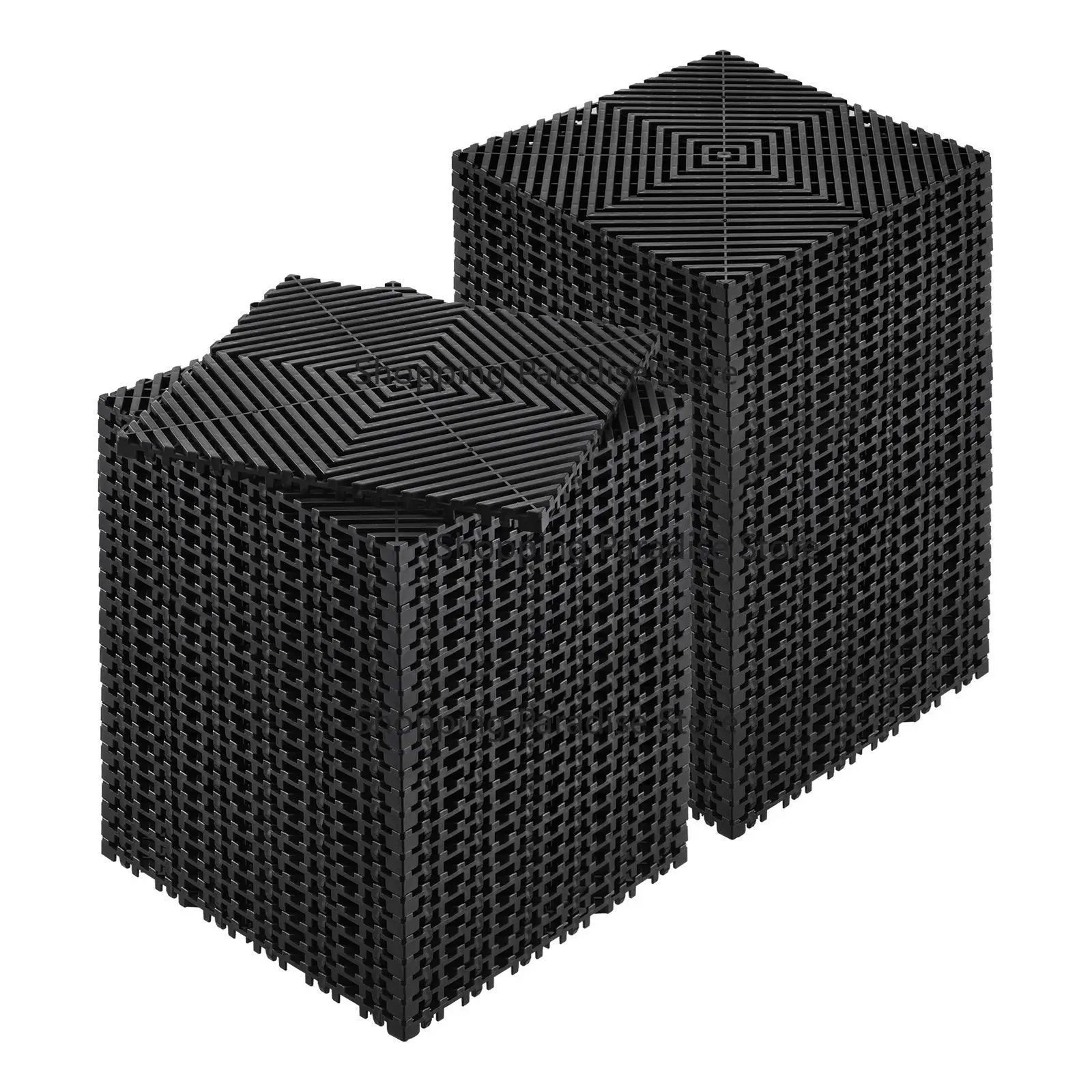 Modular 12'x12' Interlocking Cushion 55 Pcs Non-Slip Black PP Drainage Floor Tiles for Shower Garage Kitchen Garden Outdoor Use
