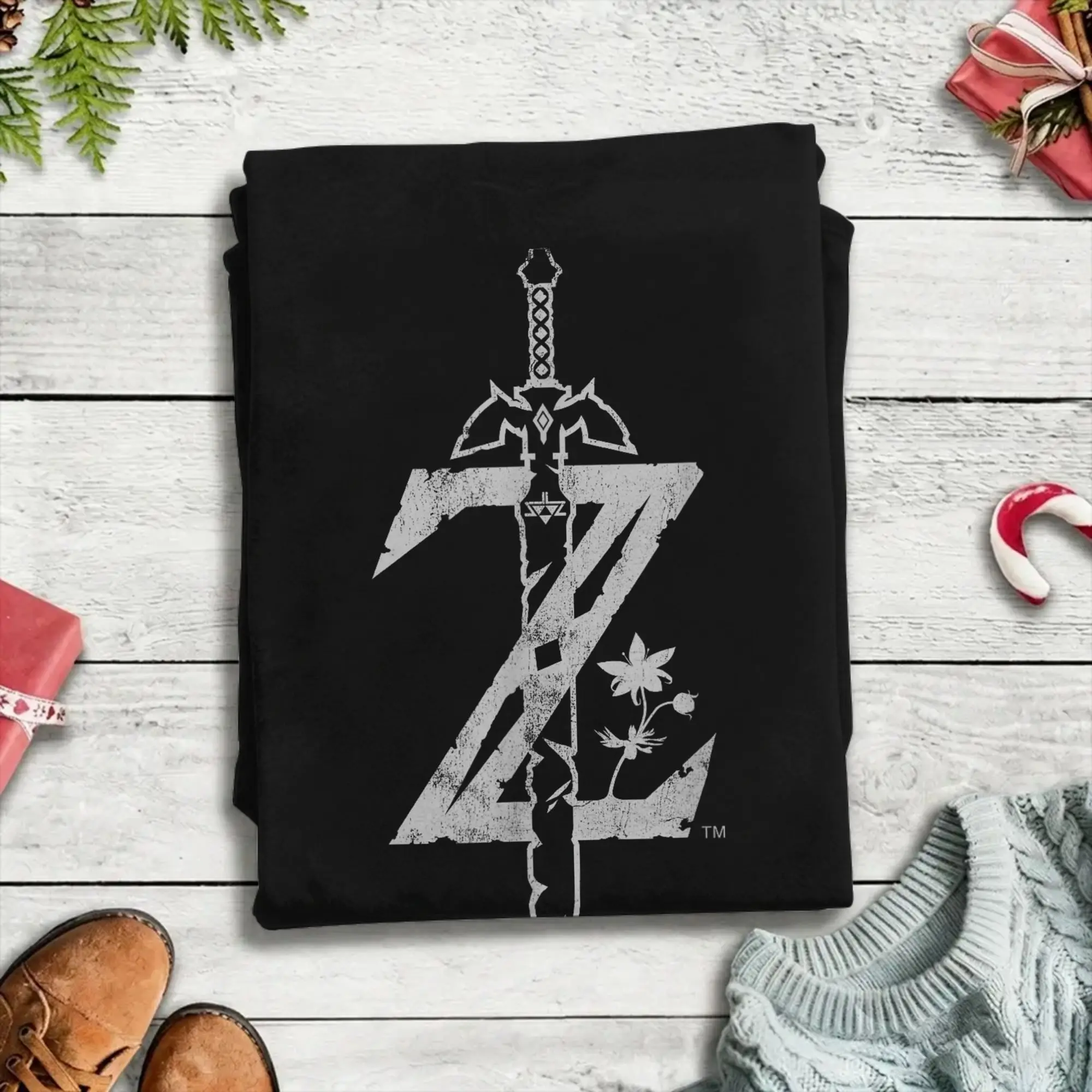 Zelda Breath Of The Wild Logo T-Shirt Strand-Baumwoll-T-Shirts für Männer, bedrucktes T-Shirt, kurzärmelig, Vintage-Kleidung – Detail 4