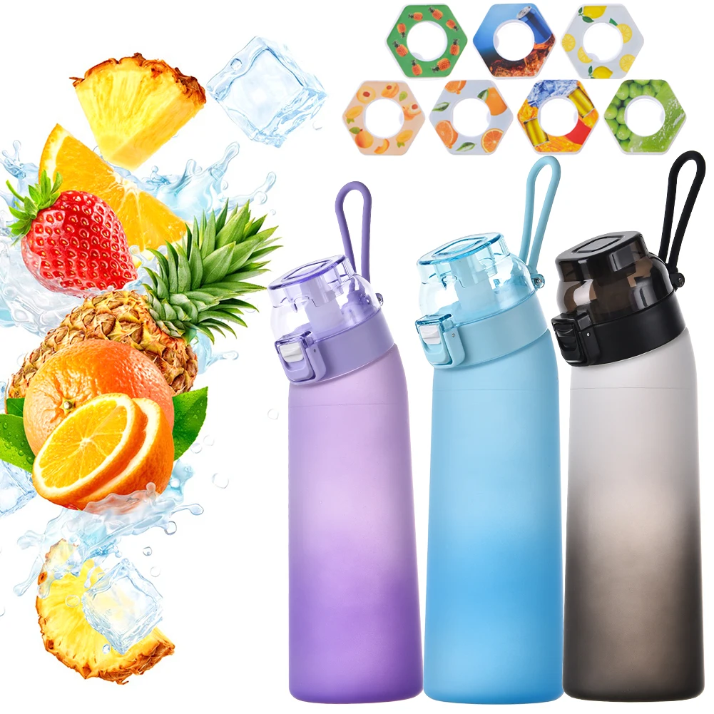 650ML Fruit Flavor Water Cup Leak-Proof with 7 Flavor Pods Fragrance Smelling Water Bottle for Travel Climbing Hiking