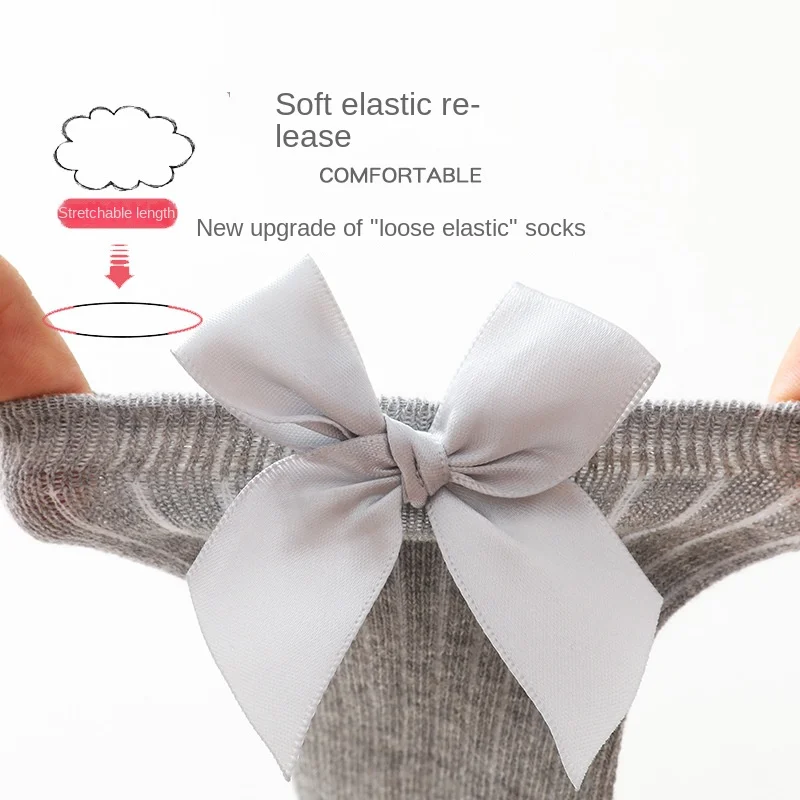 Chaussettes mi-tube en coton avec nœud de princesse pour nouveau-né, accessoires pour bébé fille, vêtements pour enfants, printemps, automne