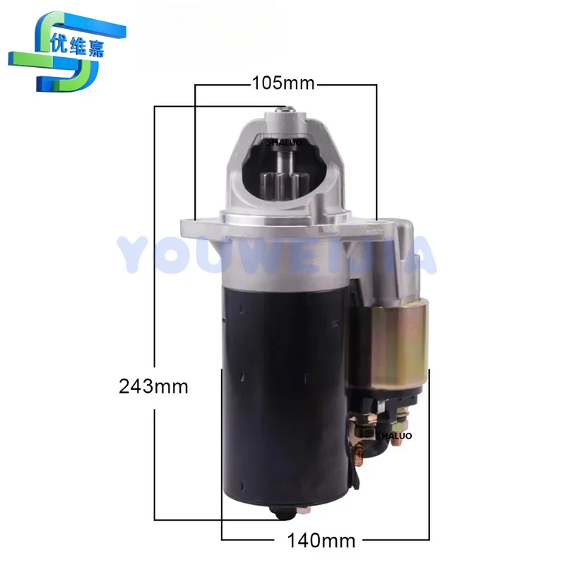 SBO18473C diesel engine starter, used for 290f, 292f 12V 1.7kW two-cylinder diesel generator starter components, with 9 teeth