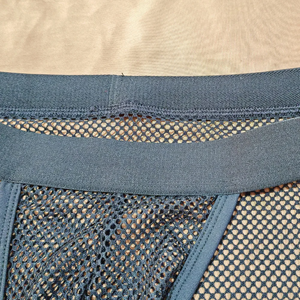 1 قطعة الرجال تنفس شبكة ملخصات الذكور U-محدب الحقيبة منتصف الارتفاع موجز شبكة شير عالية شوكة الصيف كول مثير الملابس الداخلية حجم كبير #5