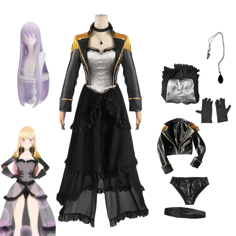 Meu vestido querido cosplay traje kitagawa marin uniforme militar sexy preto lobelia neo cosplay sono bisque boneca wa koi wo