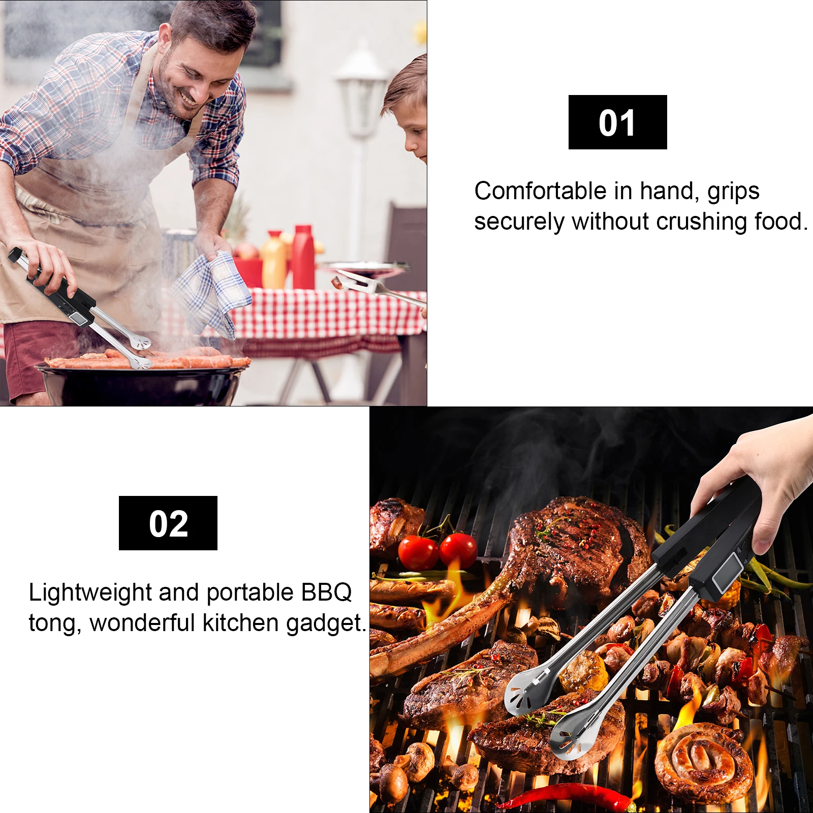 

Food Thermometer for Kitchen Cooking Steak Meat Temperature Measurable Tong Precision Probe High Temp Readings Easy Use BBQ