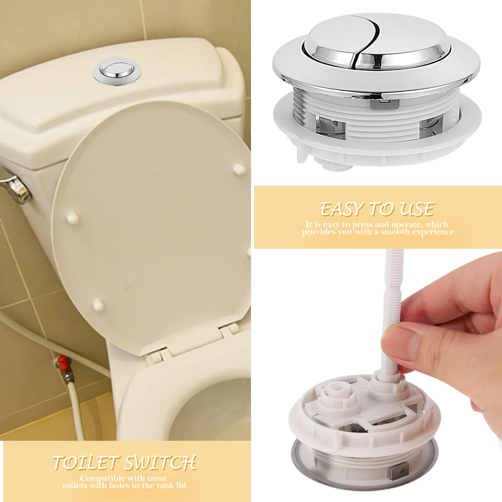 4Pcs Water Toilet Tank Button Replacement Universal Flush Toilet Push Buttons Rustproof Convenient for Bathroom