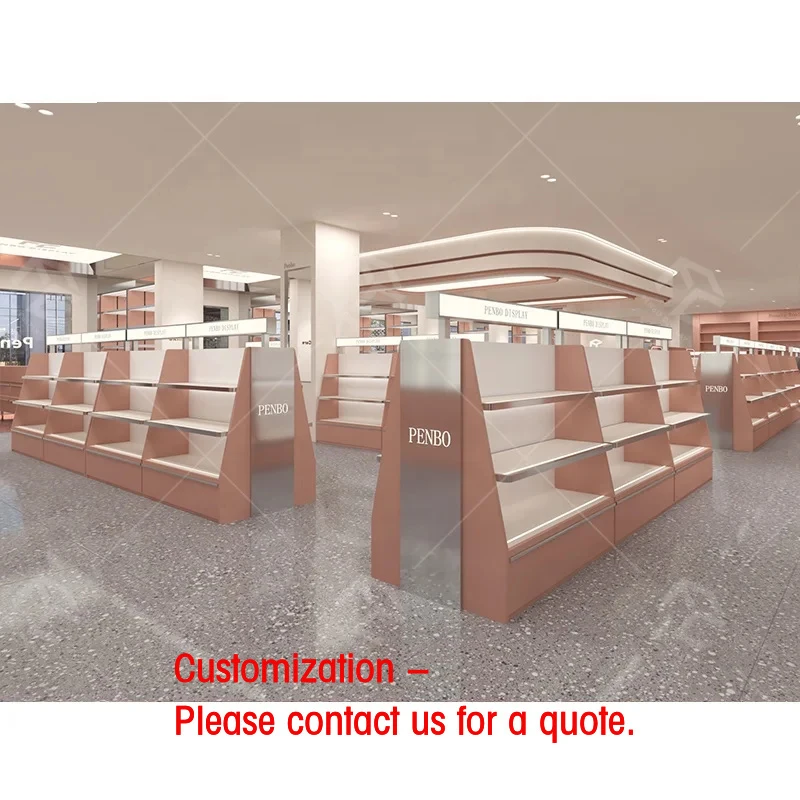 custom.Modern Custom Shop Cosmetics Shelves and Display Cabinets Cosmetic Girl Pink Design Makeup Layout Design