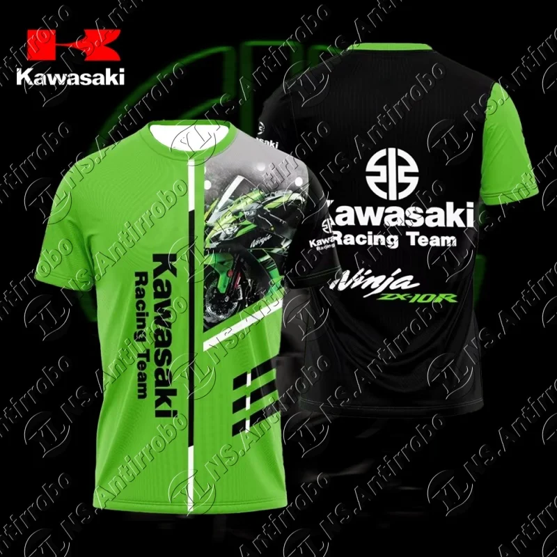 

Мужская футболка Kawasaki Motorcycle Racing Team, летняя женская одежда с короткими рукавами, одежда больших размеров, новинка 2025 года, модные футболки