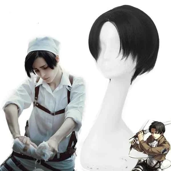 Attack on Titan Levi Ackerman Cosplay Wig Synthetic Hair Rivai Ackerman Anime Wigs