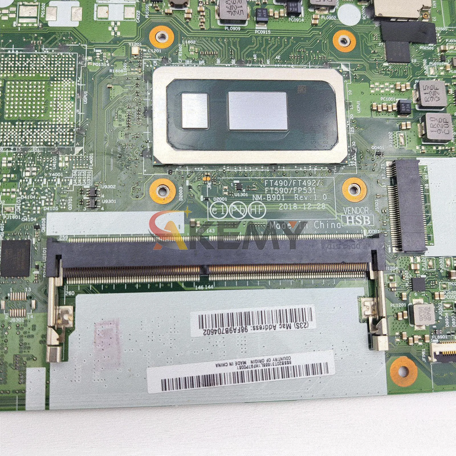 Scheda madre del computer portatile NM-B901 per Lenovo T490 T590 con i5 i7 8th Gen 8GB 16GB RAM Completamente testata al 100%