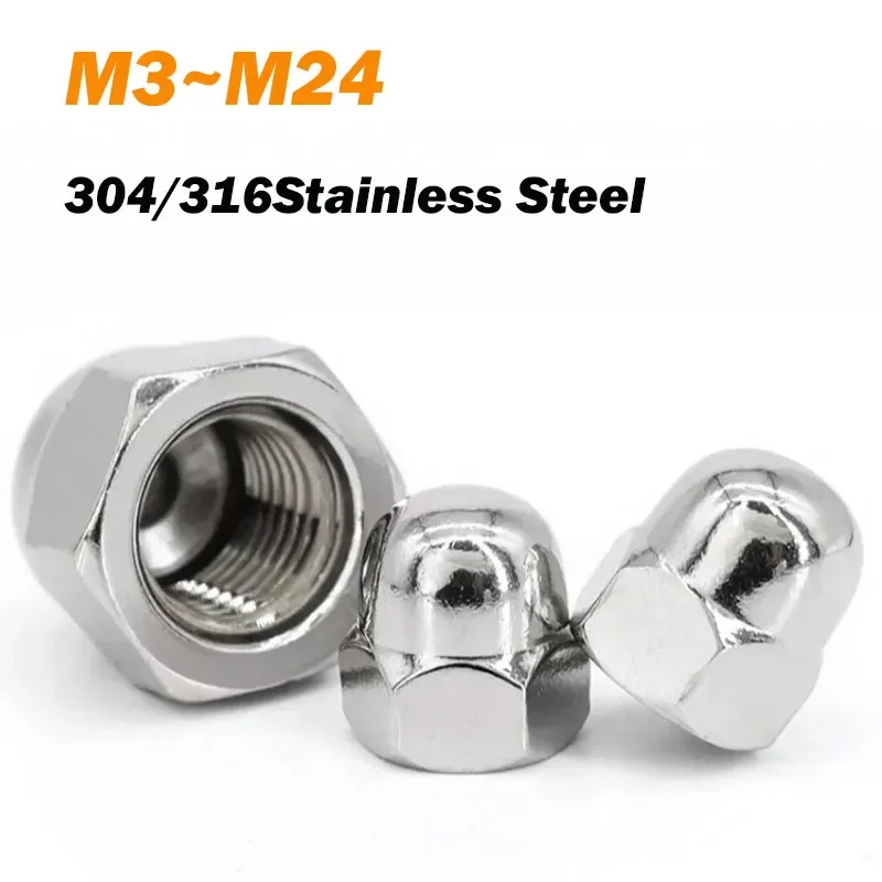 Acorn Nut M3 M4 M5 M6 M8 M10 M12 M14 M16 M18 M20 M22 M24 304/316Stainless Steel  DIN1587 Hex Decorative Cover Dome Cap Nuts