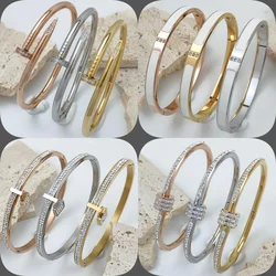 Fashion nail gold plated stainless steel bracelet, true love lock water brick jewelry, gifts for women