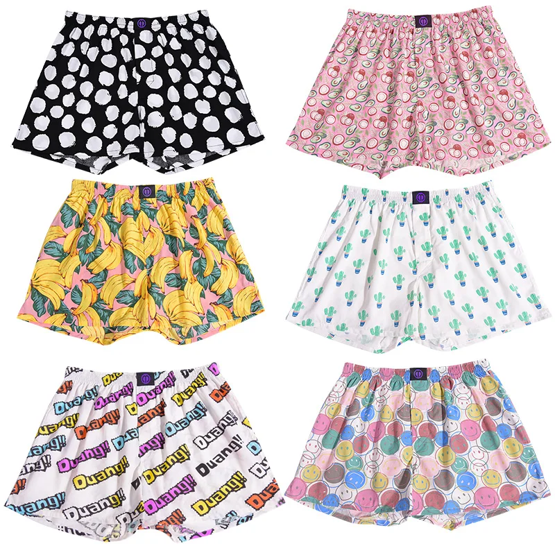 55 kinds Patterns Pure Cotton Shorts Underwear Pattern For Men Women Comfortable Breathable Shorts For Home Leis Panties