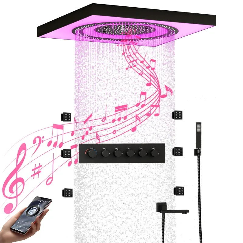 Concealed shower with music function Wall type thermostatic shower set