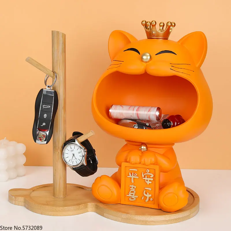 Lucky Cat Key Storage Decoration Entering the Door, Entrance,  Home, Living Room Decoration, Relocation