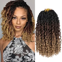 Trenzas de caja de diosa de nido de pelo, trenzas de ganchillo con extremos rizados, trenzas de caja de ganchillo Boho onduladas sintéticas, pre-enrolladas con extremos rizados