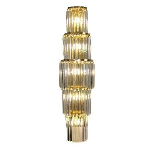 

Light luxury, living room, villa, duplex building, hotel, front desk, gold, long strip, crystal, wall lamp